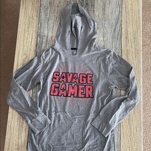 Place Grey Hoodie with Pink Graphic Text